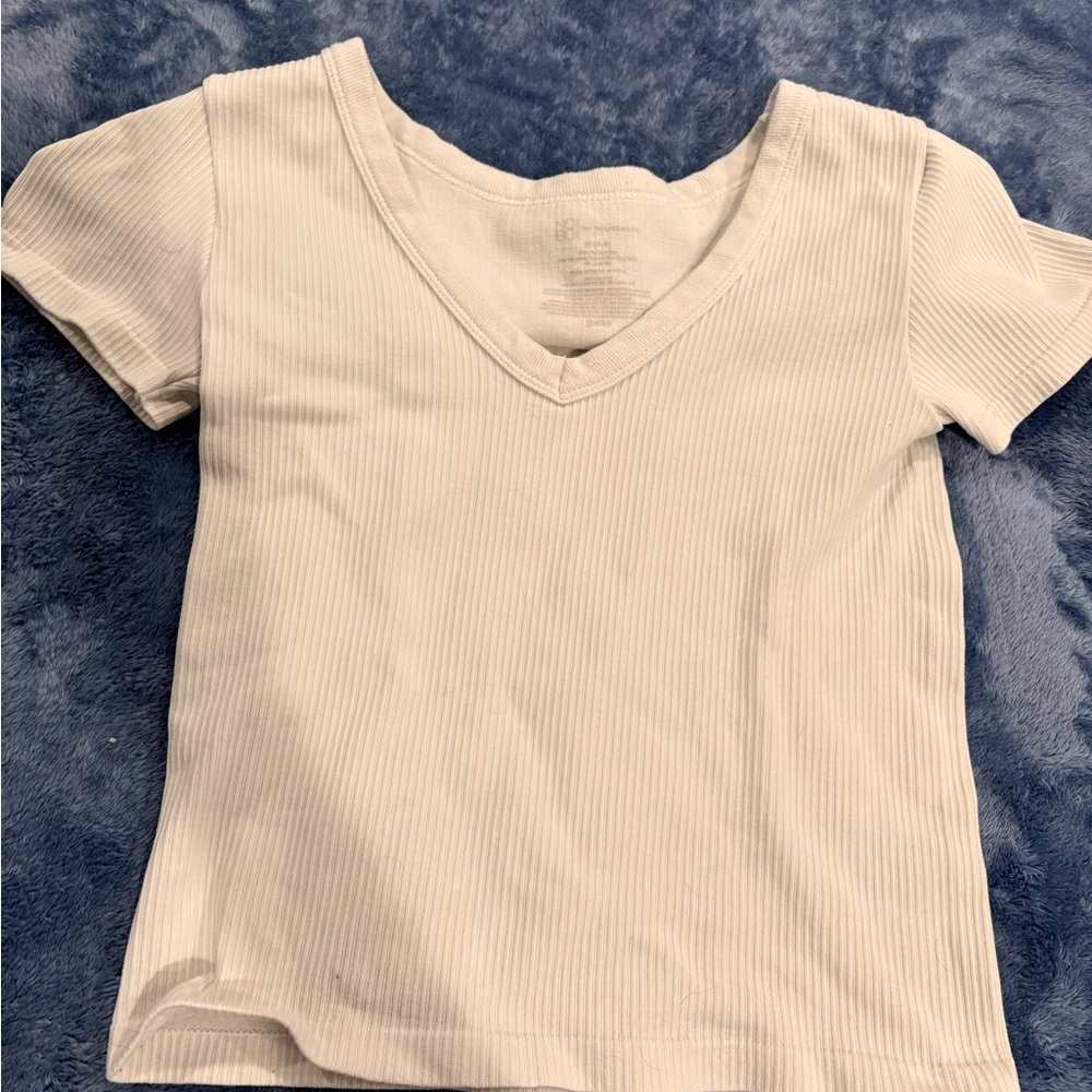 ONE/SIZE White Ribbed Crop Top